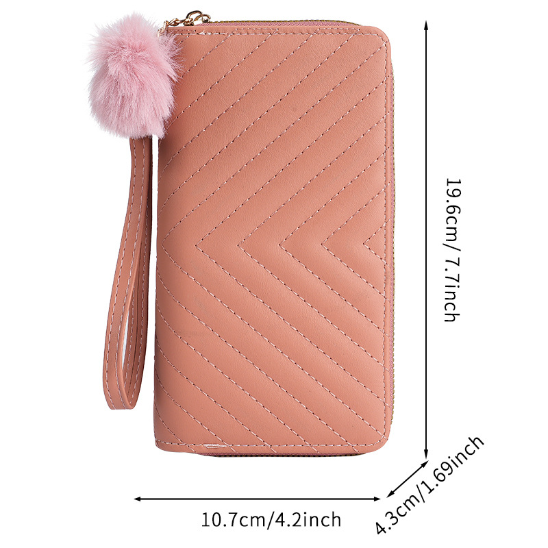 Cross-border Ladies V-embroidered long Wallet 2024 Korean version Autumn/Winter New Style large-capacity multi-slot hand-held coin purse Item Picture