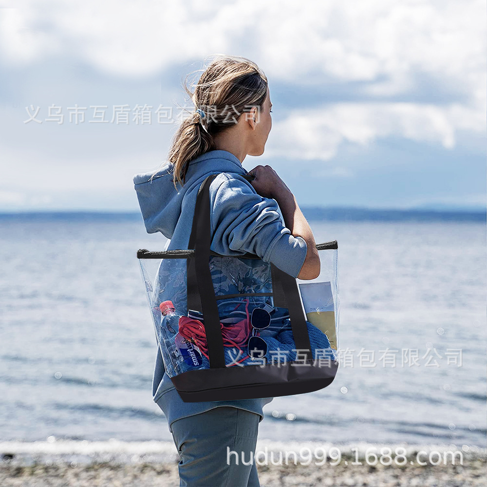 New PVC hand-held beach bag, outdoor storage bag, outdoor camping clothing, dust-proof single-shoulder bag, seaside storage bag Specification drawing