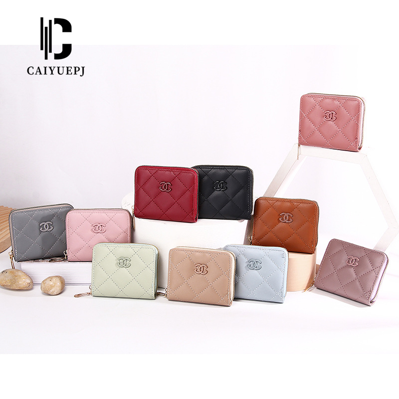 New women's wallet short solid color card bag 2024 Summer Wallet button zipper coin purse wholesale details Picture