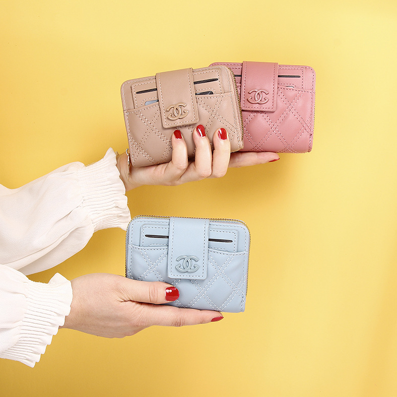 New card bag solid color coin purse 2024 Summer wallet Cross-border zipper women's wallet short style wholesale full figure