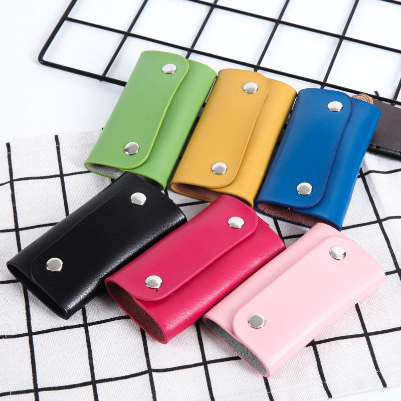 Women's leather multi-functional leather car key case, Korean women's keychain wholesale printing full figure
