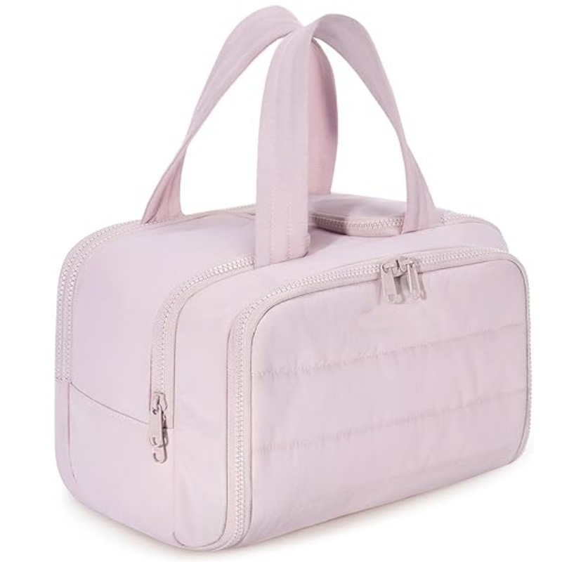 Cross-border toiletry bag: simple, lightweight, large wide-opening toiletry bag, fluffy makeup bag, storage bag, travel handbag details Picture