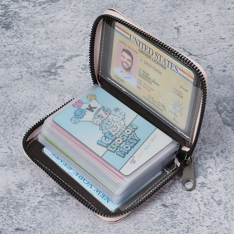 New gift large-capacity card case, women's bus card holder, cross-border wholesale, men's organ card case, zipper ID card case details Picture