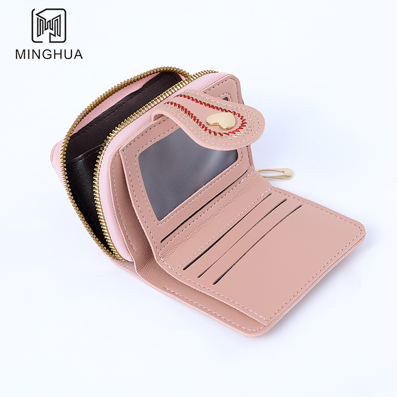 New women's wallet short solid color card bag 2024 Spring Wallet button zipper coin purse wholesale Specification drawing