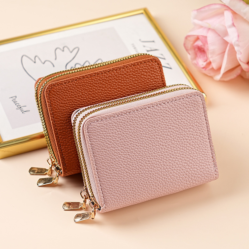 In 2025, the multi-functional card case factory wholesals new organ card cases, double-zipper women's wallets, and large-capacity card holders full figure