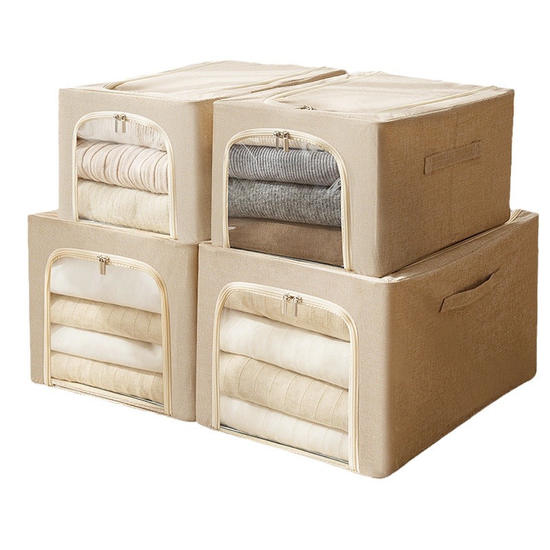 Clothing storage box, household cotton and linen foldable clothes and trousers organization box, wardrobe layering magic tool, storage basket Item Picture
