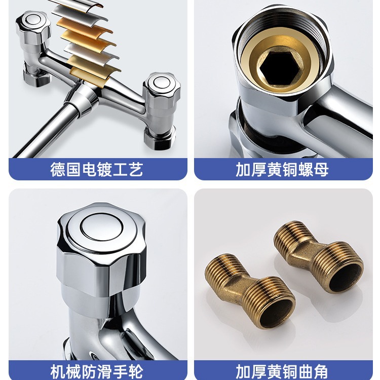 Kitchen double-hole wall-mounted sink, sink, faucet, balcony laundry counter, mop, washbasin, cold and hot water mixing valve Application Scenario