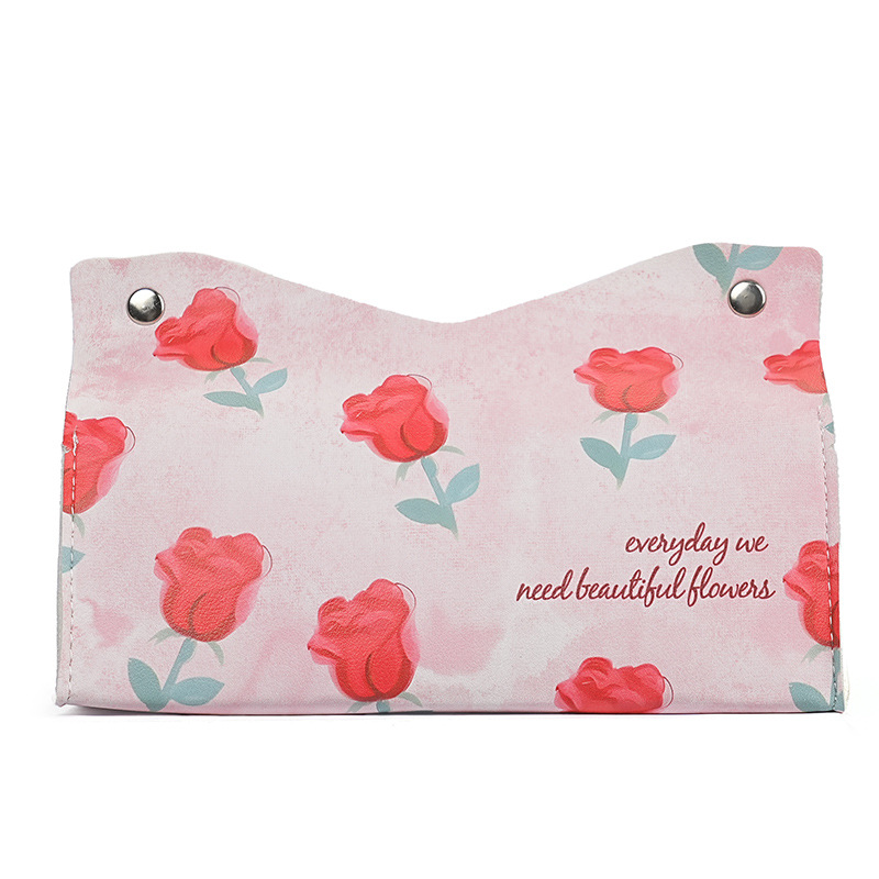 New flower-shaped leather tissue box with high appearance level, hotel and household waterproof and oil-proof napkin storage, coffee table tissue box Item Picture
