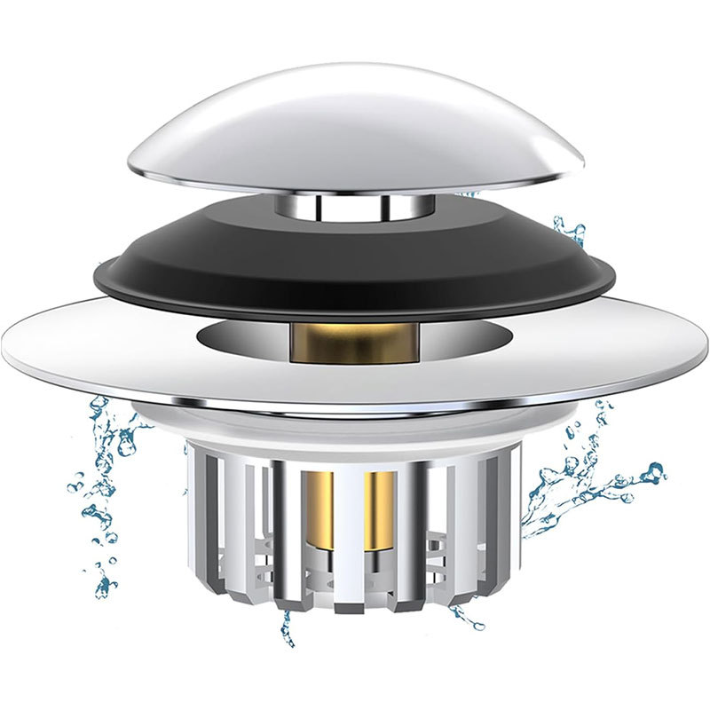 Cross-border universal bathtub drain, spring core drain, 2-in-1 copper bathtub filter drain plug, bathtub plug Application Scenario