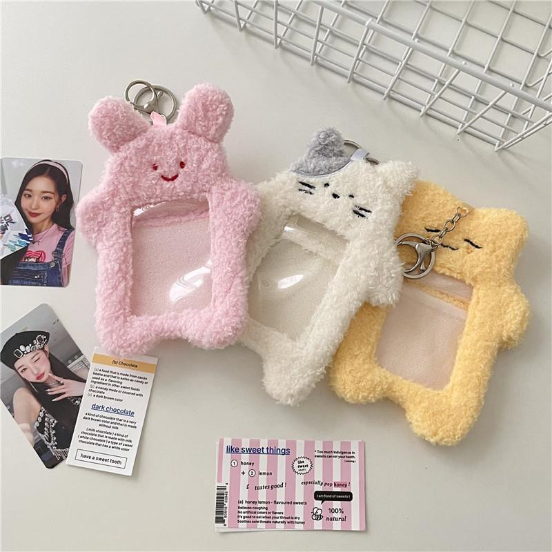 Korean cartoon cat plush card case, girl's star-chasing album card display pendant, student Polaroid photo card case Application Scenario