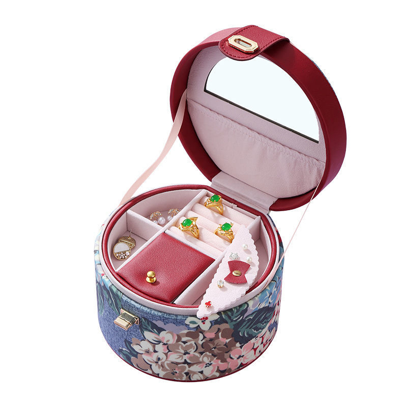 Jewelry box, women's multi-functional Chinese-style portable makeup box, stud earrings, earring accessories storage box, jewelry box Item Picture