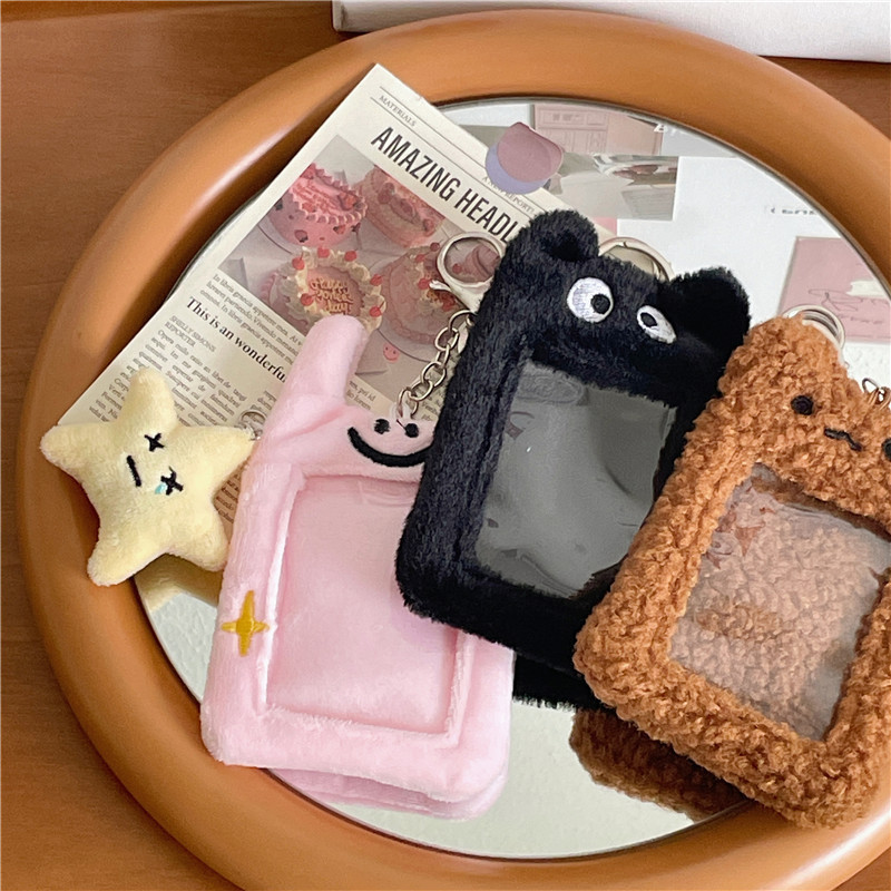 Original animal plush card case, Korean inS-style campus meal card, idol mini card photo display pendant keychain Specification drawing