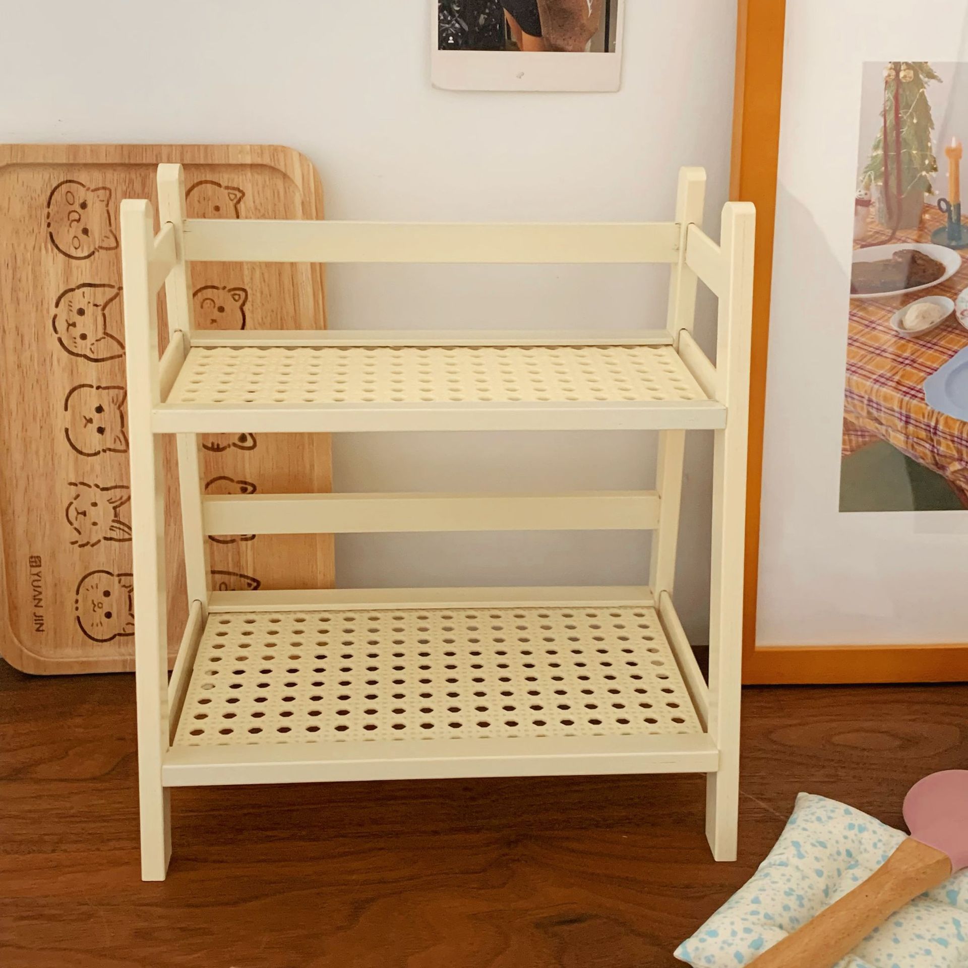 Ins-style simple double-layer desktop storage rack, student dormitory cup holder, bedroom, office and kitchen storage rack, organizing rack Item Picture
