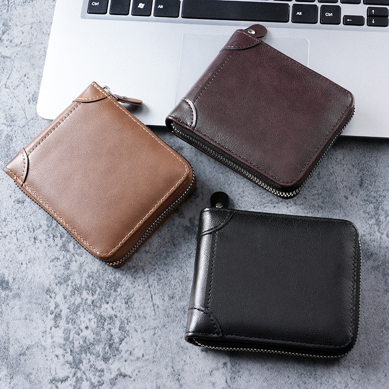 European and American business men's short wallet, multi-functional, classic, fashionable and trendy wallet, all-material men's multi-slot coin purse full figure