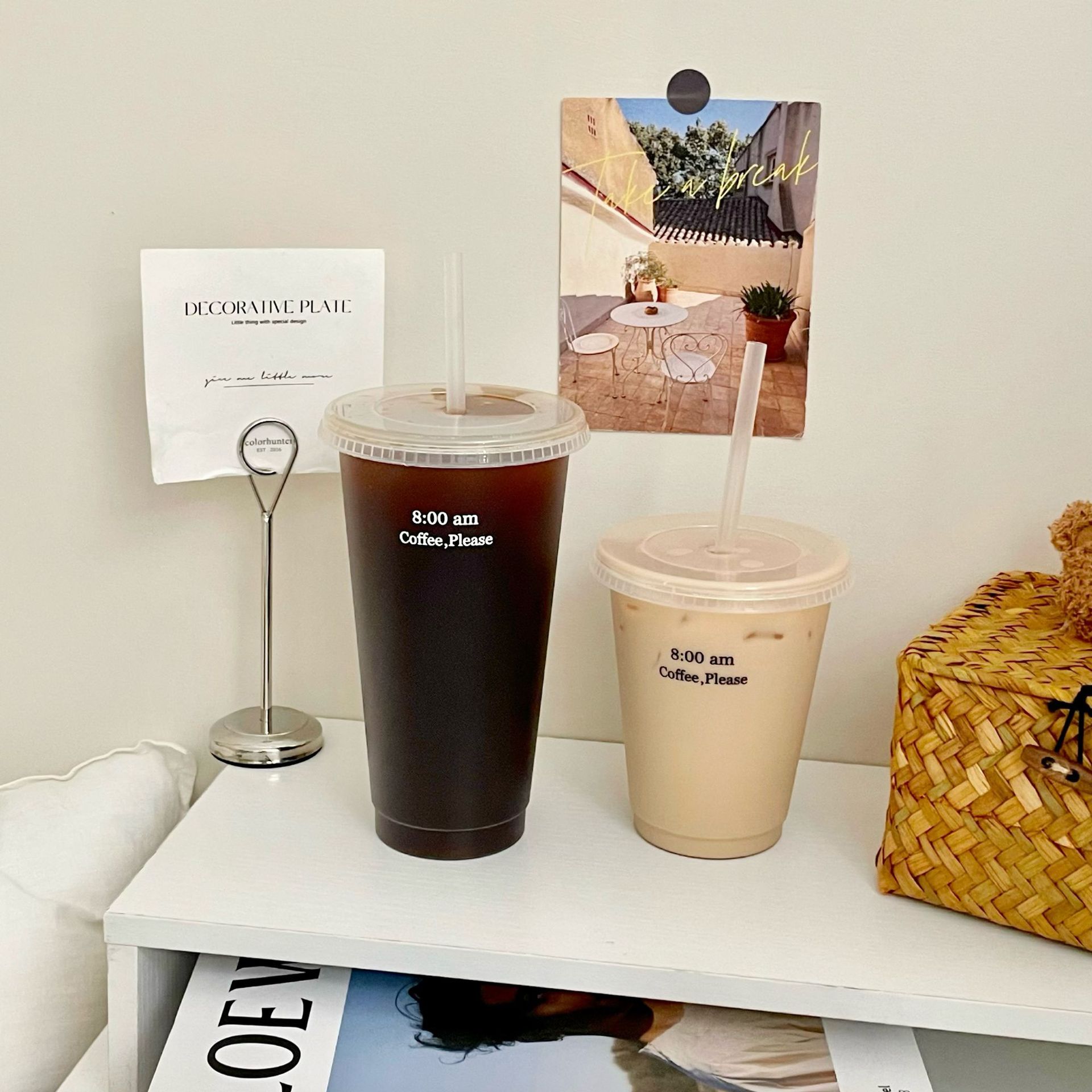 2025 New summer coffee cup, plastic straw cup, large-capacity portable cup, recyclable plastic cup, water cup details Picture