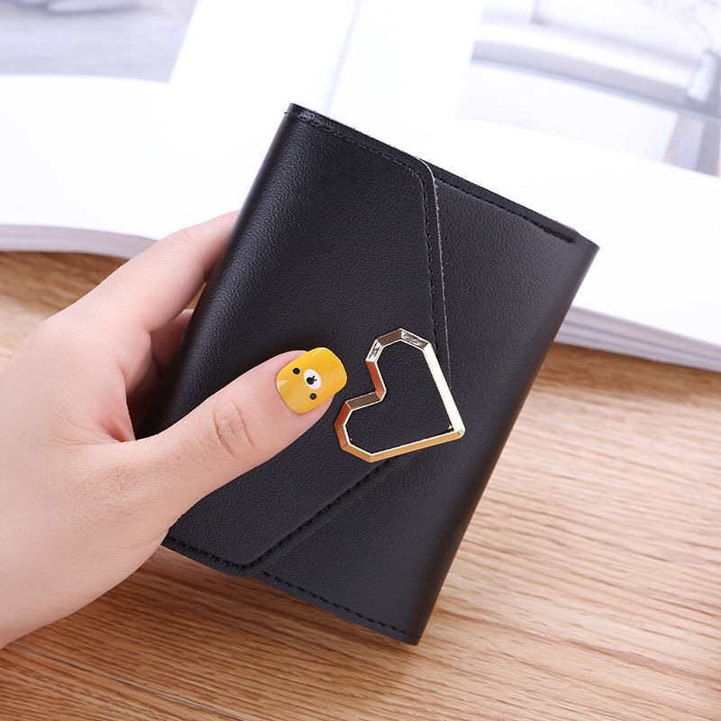 Wholesale 2021 new retro and fresh metal heart-shaped short summer small wallets for women and students at 30% off Specification drawing