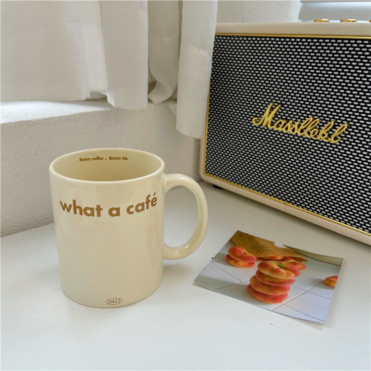 Original homemade cream-colored retro bear mugs, large-capacity ceramic cups, milk breakfast cups, couple water cups Specification drawing
