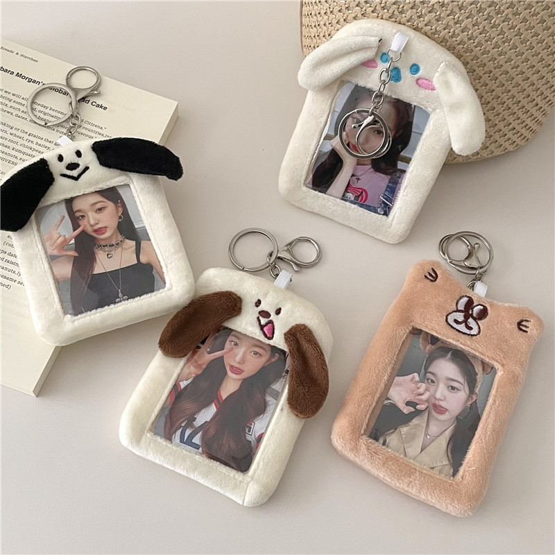 ins original plush card case, cute animal meal card from Korean campus, Polaroid idol mini card display pendant details Picture