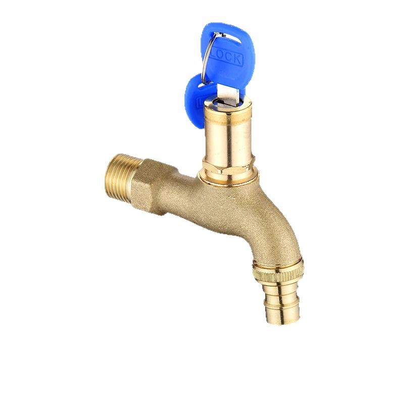 All-copper faucet with lock, outdoor anti-freezing crack and anti-water theft, household washing machine 4-minute quick-opening key faucet Item Picture