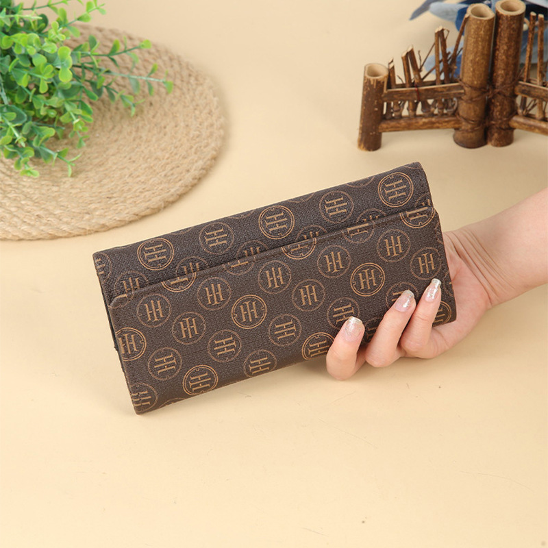 A Korean-style mid-length clutch bag with multiple compartments for ladies, a personalized and trendy large-capacity zipper handbag details Picture