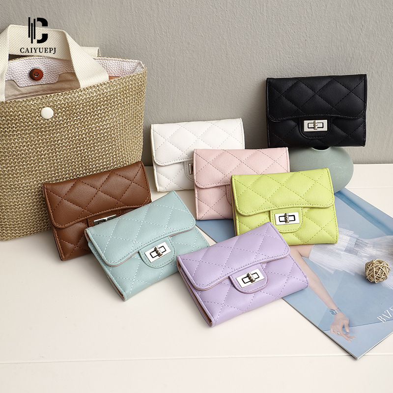 New Korean style diamond-shaped wallet for women, short clutch bag, versatile and large-capacity small change card case full figure
