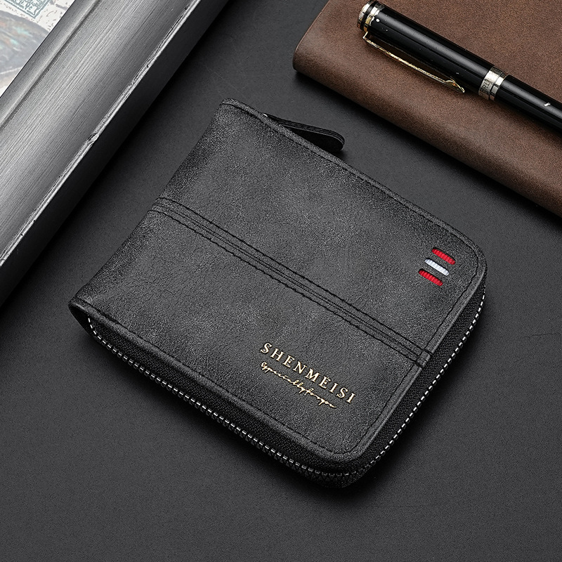 New cross-border men's wallet short style 2025 new solid color youth simple 30% discount Wallet full figure