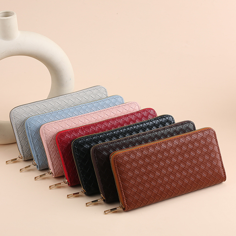 New cross-border women's wallet, long woven pattern zipper clutch, multi-slot wallet, Wallet, mobile phone case Specification drawing