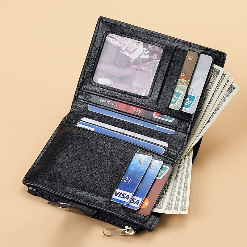 Men's wallet, genuine leather short wallet, card case, trendy brand cowhide men's wallet, horizontal business style Specification drawing
