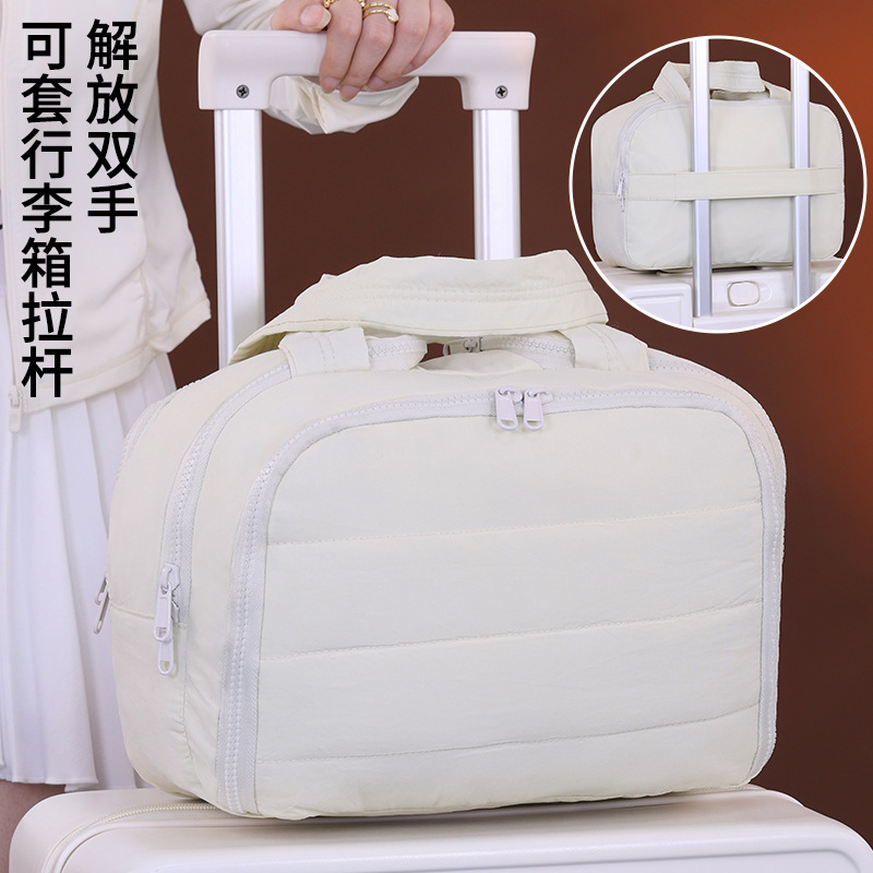 Double-zipper, four-opening, stretchable suitcase, large makeup bag, zoned storage, makeup brush storage bag, toiletries bag full figure