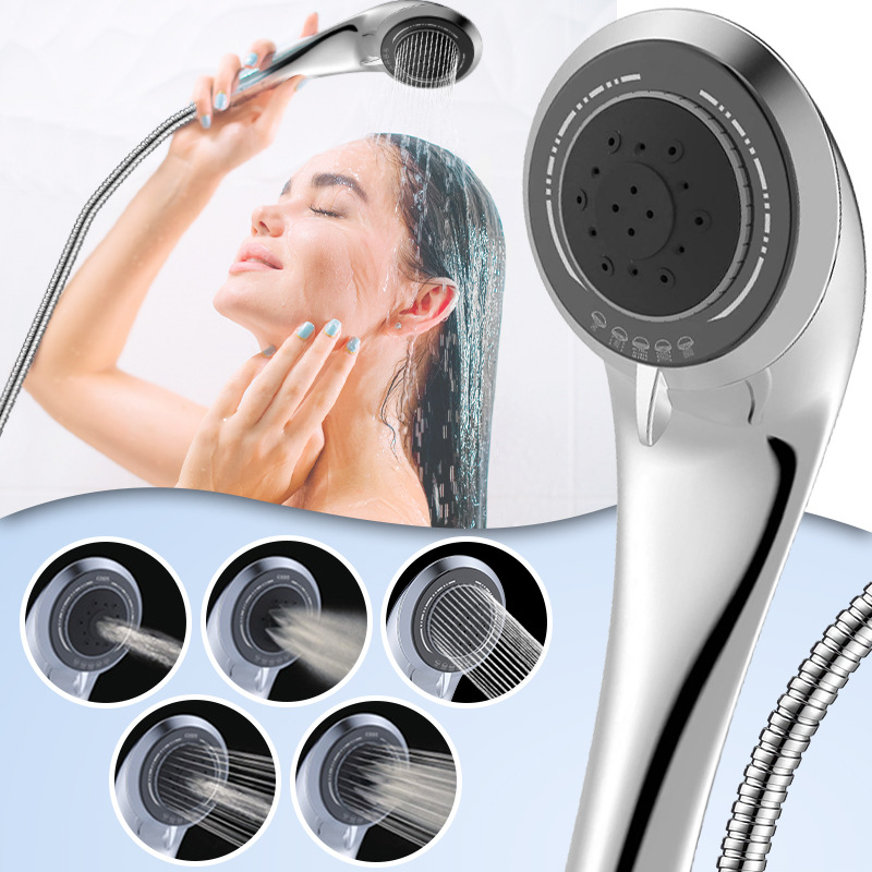 Japanese Amazon micro-bubble Douyin spray booster 5-speed water heater shower head set, American handheld shower full figure