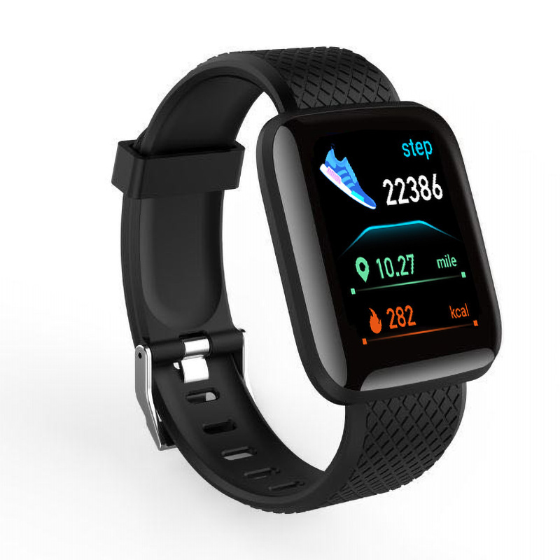 116plus Smart Bracelet: Student Silent Vibration Alarm Clock, Fitness bracelet, step-counting Bluetooth, Heart Rate and Blood Pressure bracelet full figure