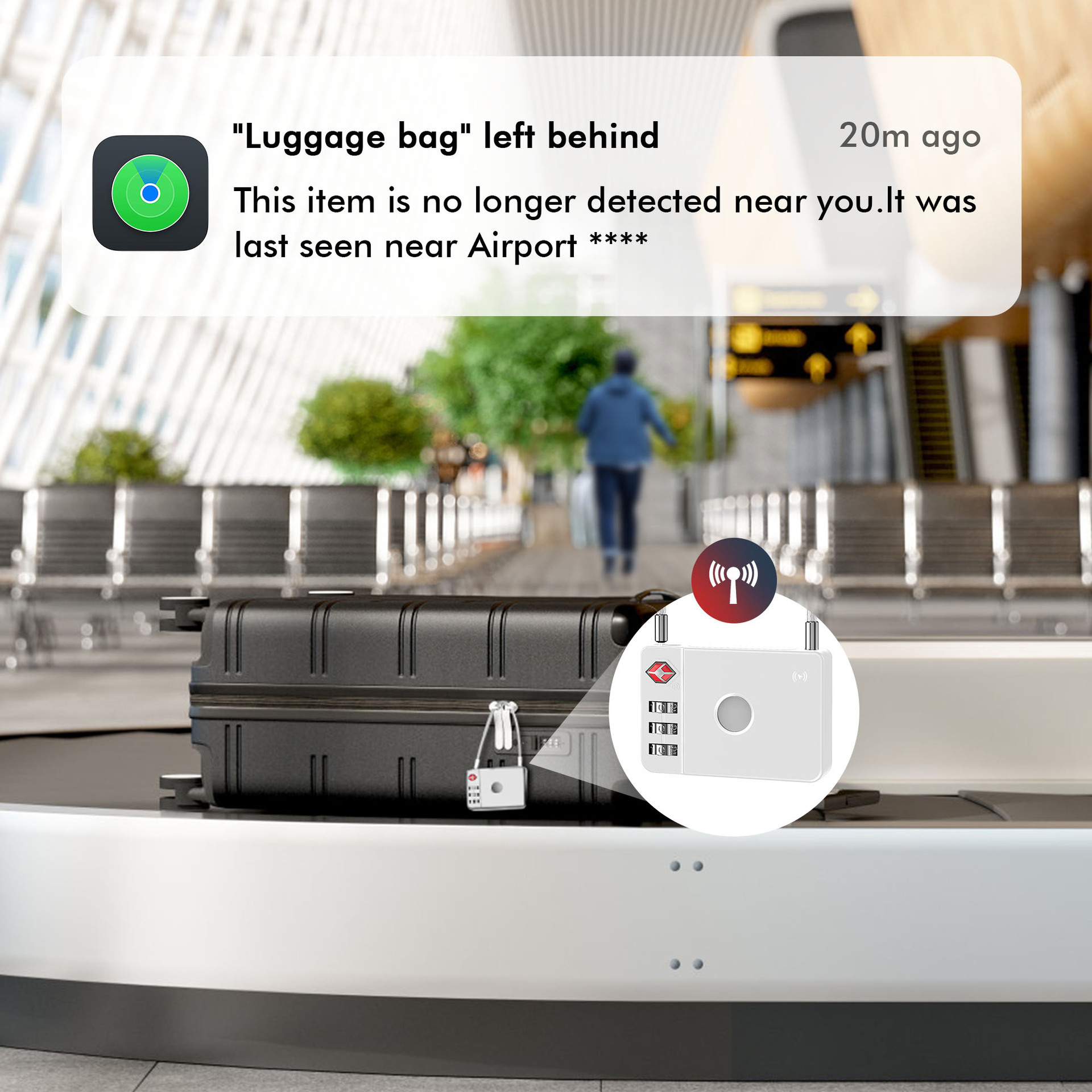 MiTag suitcase smart lock, findmy anti-loss device, MFi certified, TSA customs lock, combination lock details Picture