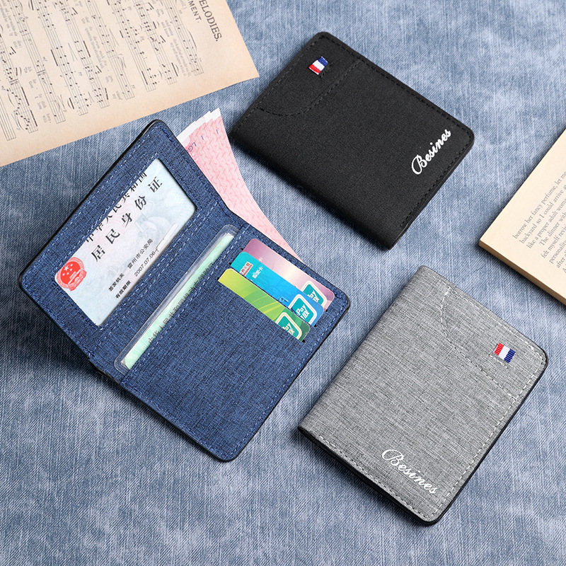 Best-selling canvas vertical wallet, men's short cross-border wallet, men's wholesale US dollar wallet, men's leather wallet full figure