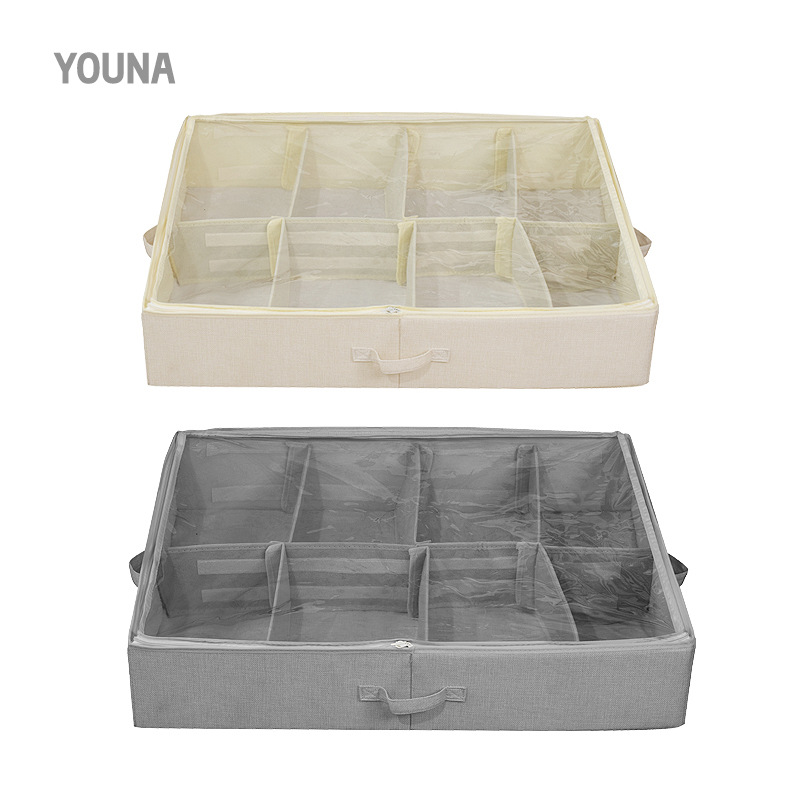 A new household large-capacity clothing organization wonder with a visible and dust-proof storage box. A detachable under-bed compartmentalized shoe box Application Scenario