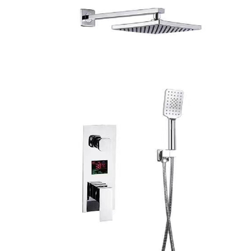 Factory direct sale: Black all-copper main body with embedded box, concealed dual-function wall-mounted simple shower head set Application Scenario