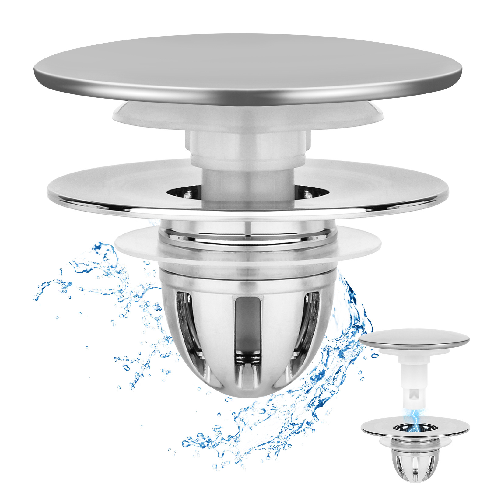 Large manufacturer of washbasin magnetic bounce water-blocking filter, bathroom sink plug cover and downspout, bulk supply and direct sales Item Picture