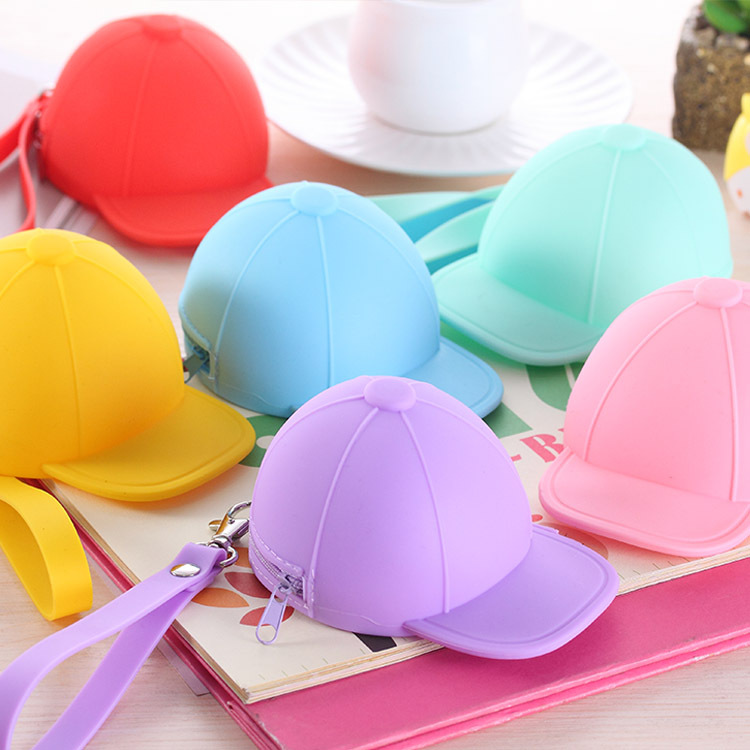 Korean cute cartoon candy-colored baseball cap coin bag, mini hat key bag, silicone women's loose change clutch full figure