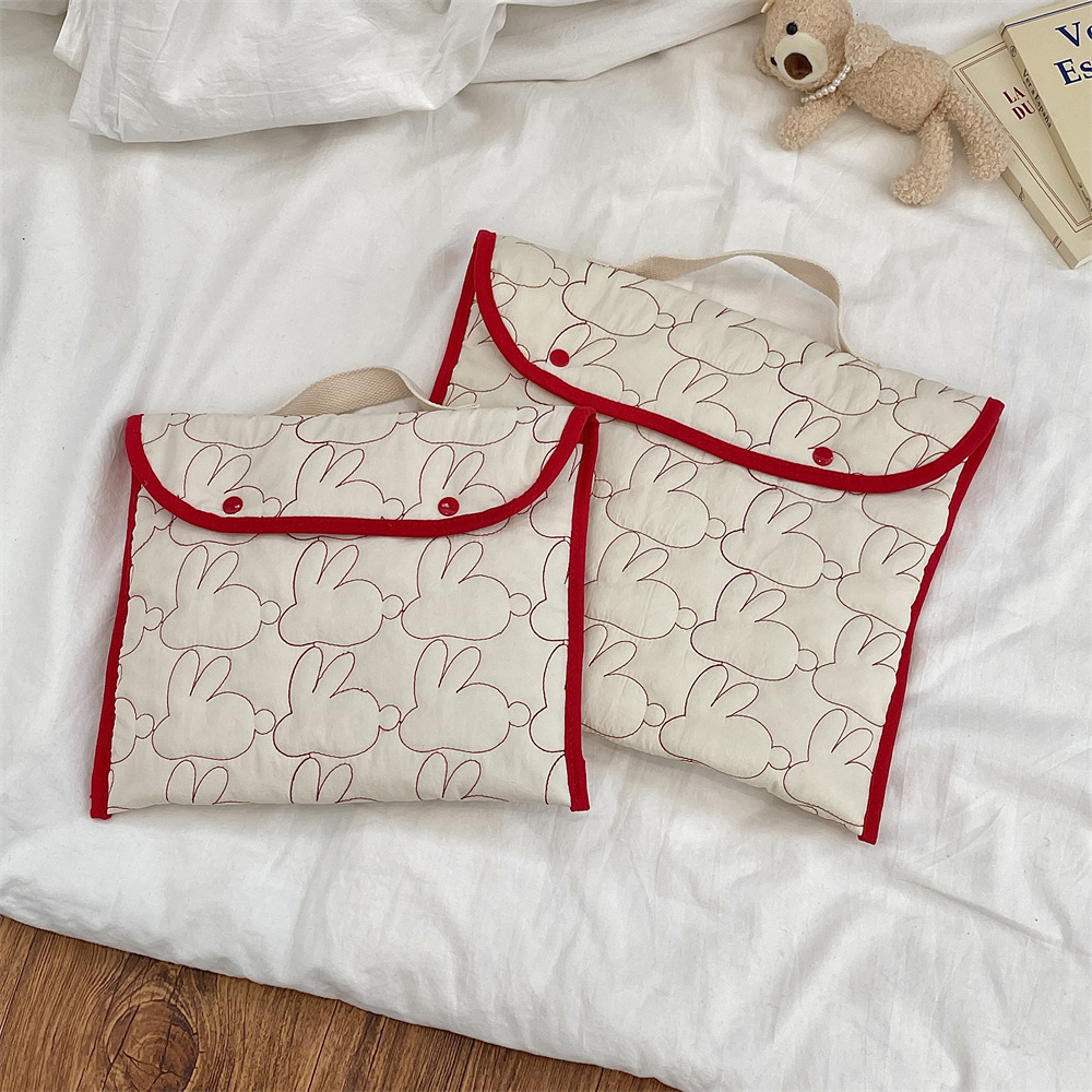 5312 Korean version embroidered rabbit pattern hand-held tablet computer bag 11/13 inch ipad laptop storage bag full figure