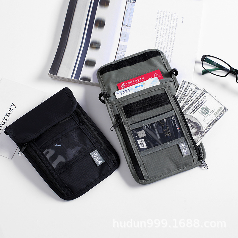 New fashionable neckband RFID phone case, waterproof storage, coin purse, multi-functional ID card holder, casual hanging bag Specification drawing