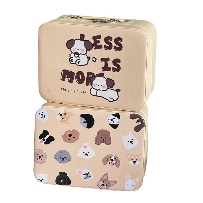 2023 Self-made 3D makeup box, large capacity with mirror, portable and cute cartoon storage box, travel toiletry bag Item Picture