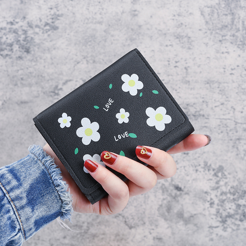 Wholesale foreign trade new printed wallet for women, short style, 30% off, fashionable and fresh, Japanese and Korean version wallet for women full figure