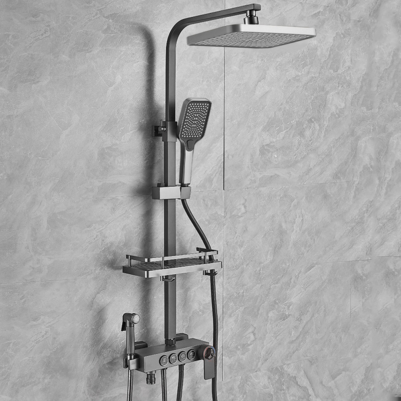 Stainless steel shower head set, constant temperature self-cleaning rain shower head, pressurized bath, household bathroom faucet Specification drawing
