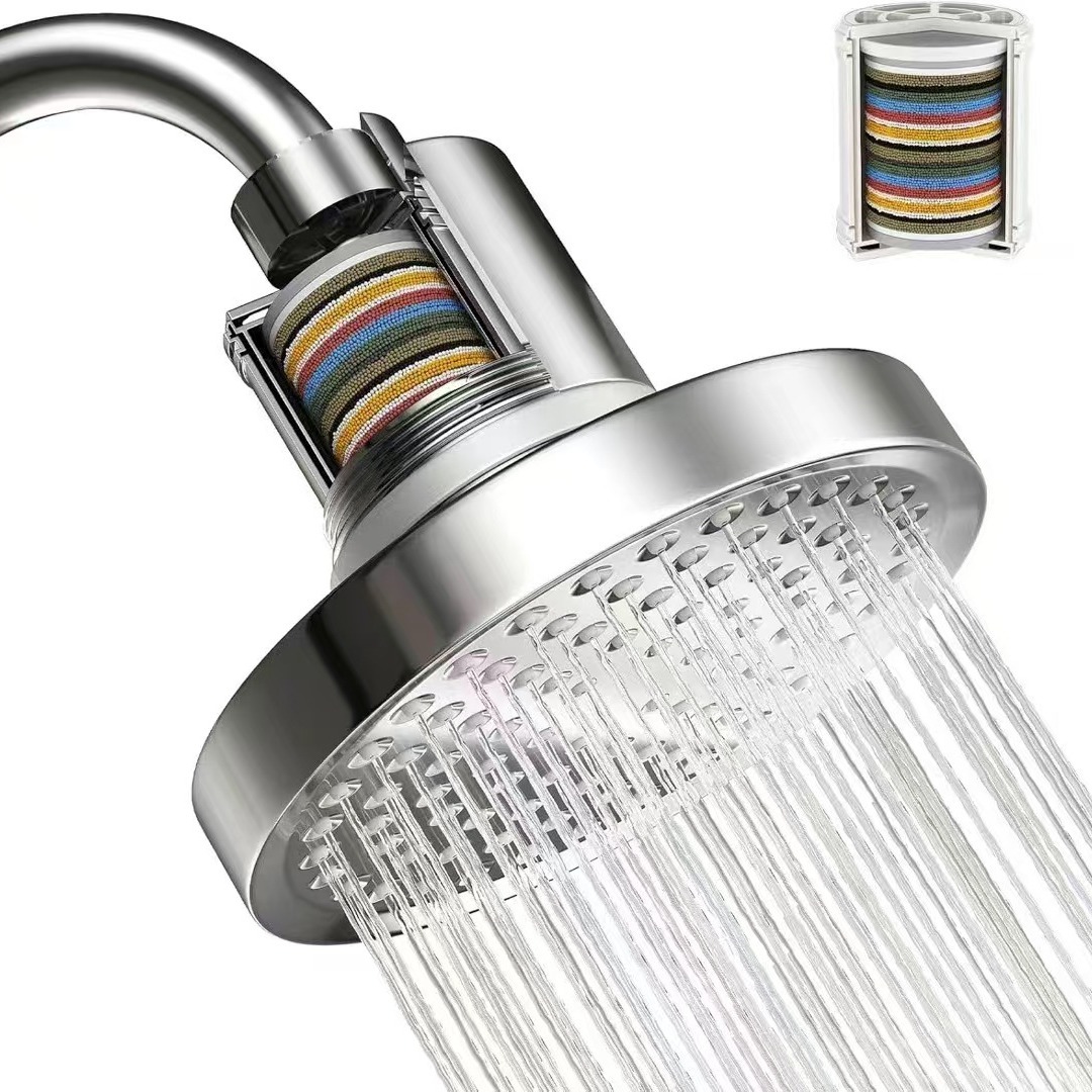 Cross-border 6-inch pressurized filter top shower head, household bathroom, rain shower head, shower head manufacturer Item Picture