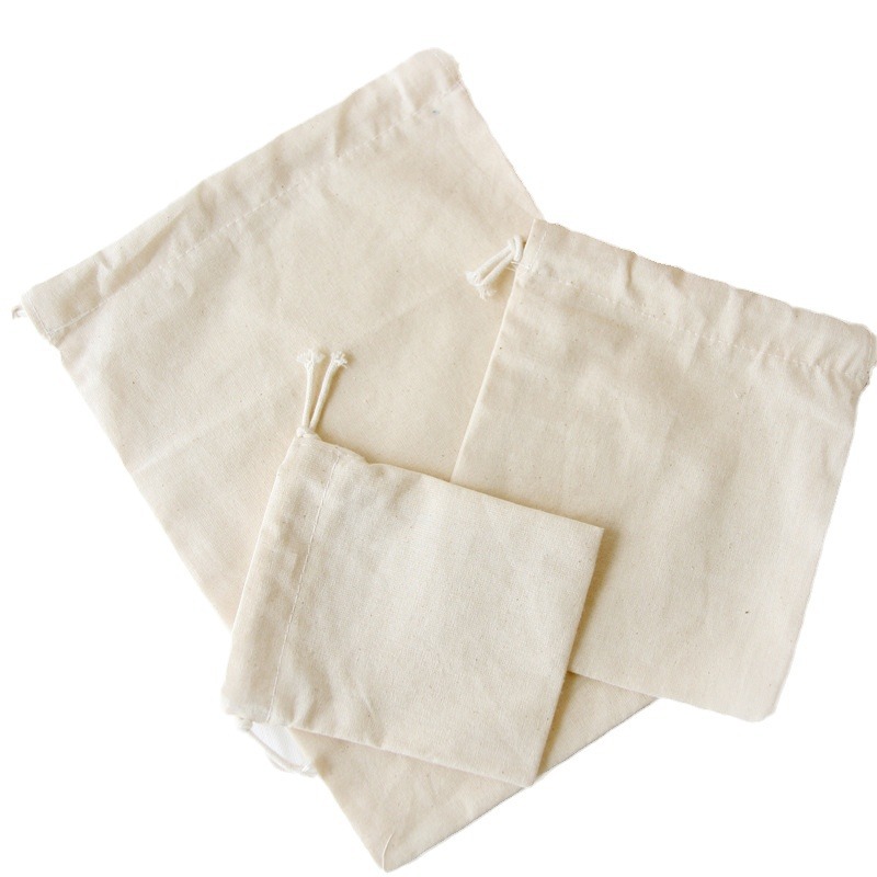 N185 wholesale cotton and linen fabric bag, solid color drawstring opening storage bag, diy drawstring bag, portable home pocket Specification drawing