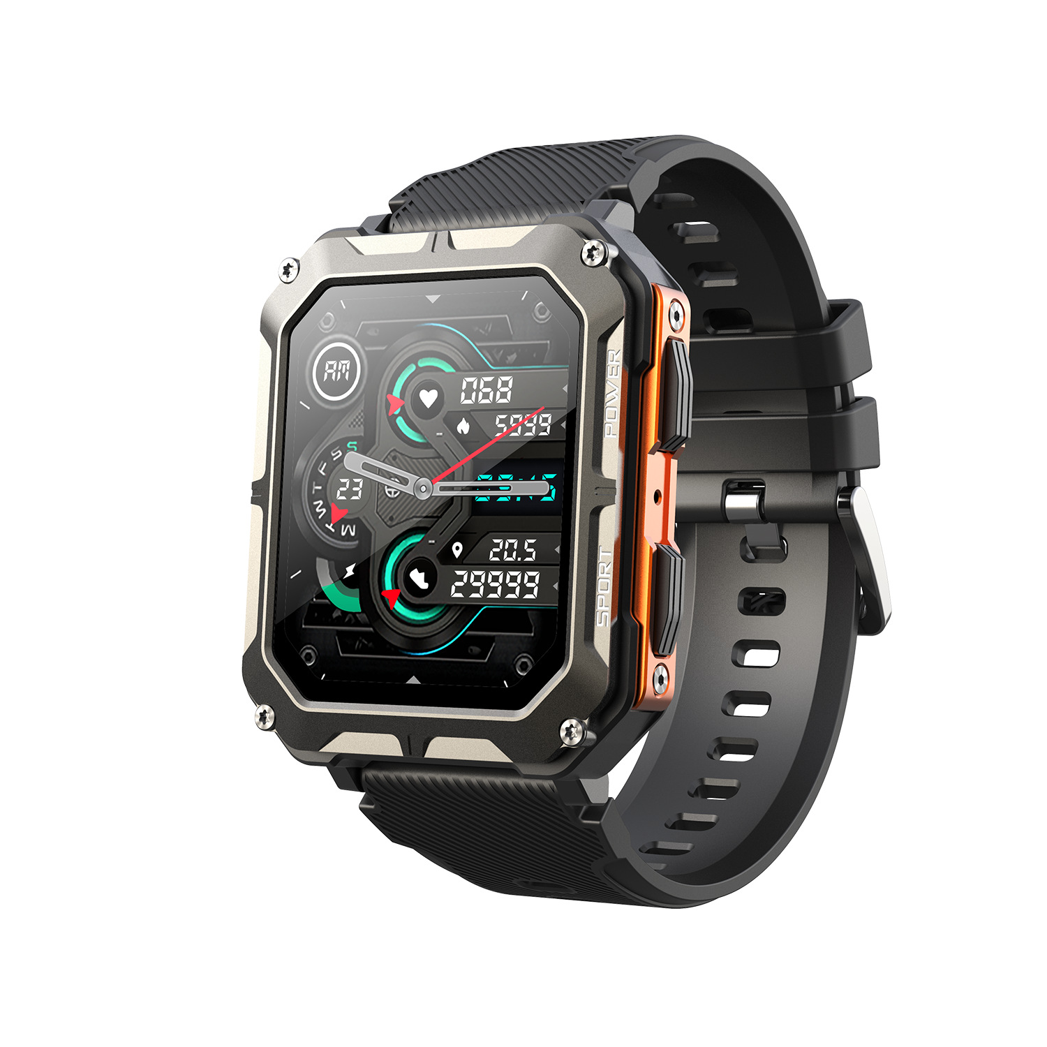 The cross-border outdoor three-proof C20pro smart bracelet watch features 1.83 steps for sports, Bluetooth call, heart rate, and water resistance full figure