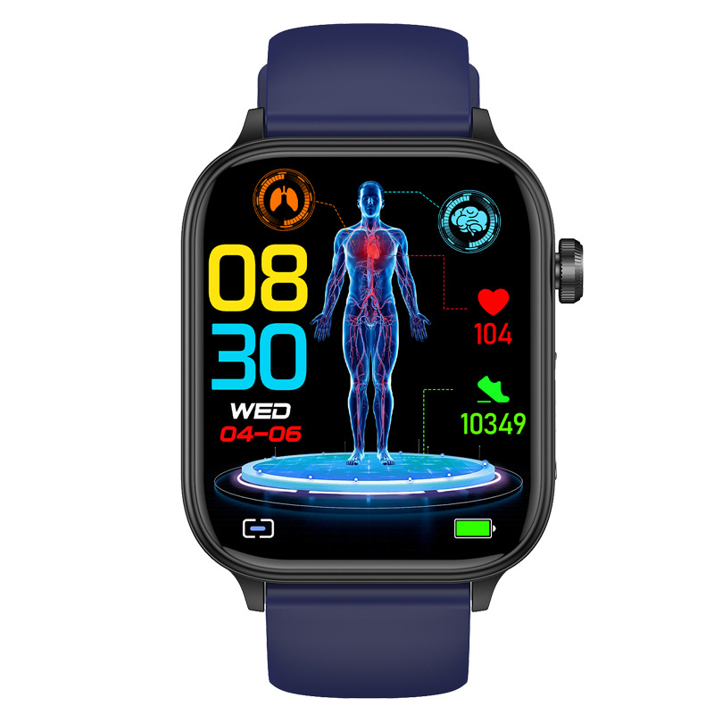 The new cross-border ET570 non-invasive blood glucose smartwatch features Bluetooth call, ECG, electrocardiogram function, blood oxygen, heart rate and blood pressure Specification drawing