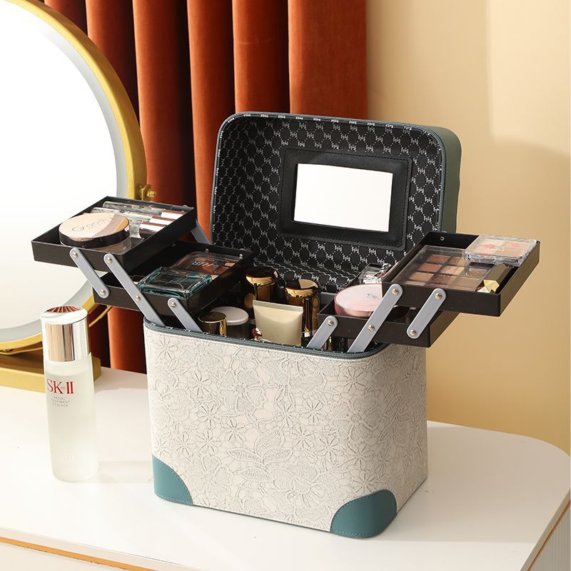 Factory-customized cosmetic storage box, high-end makeup case, waterproof portable professional beauty box, can be affixed with LOGO full figure