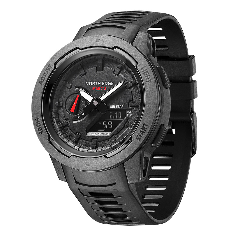 Outdoor sports watch, mountain climbing and swimming, student waterproof electronic watch, carbon fiber alarm clock timer, countdown men's watch Item Picture