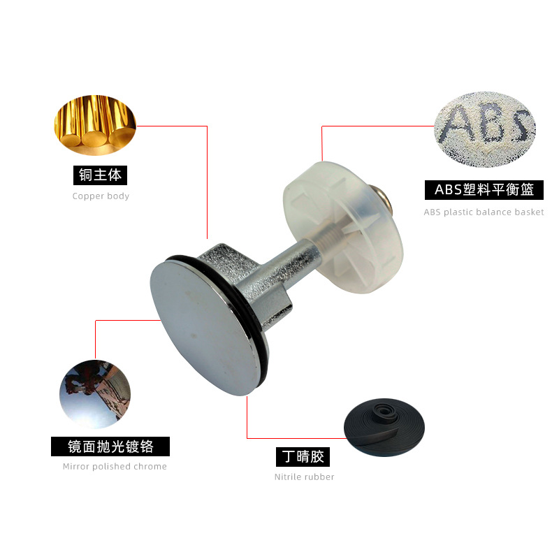 European standard countertop basin pull-out drain, German 40 pull-out core pull-out cover drain plug accessories Specification drawing