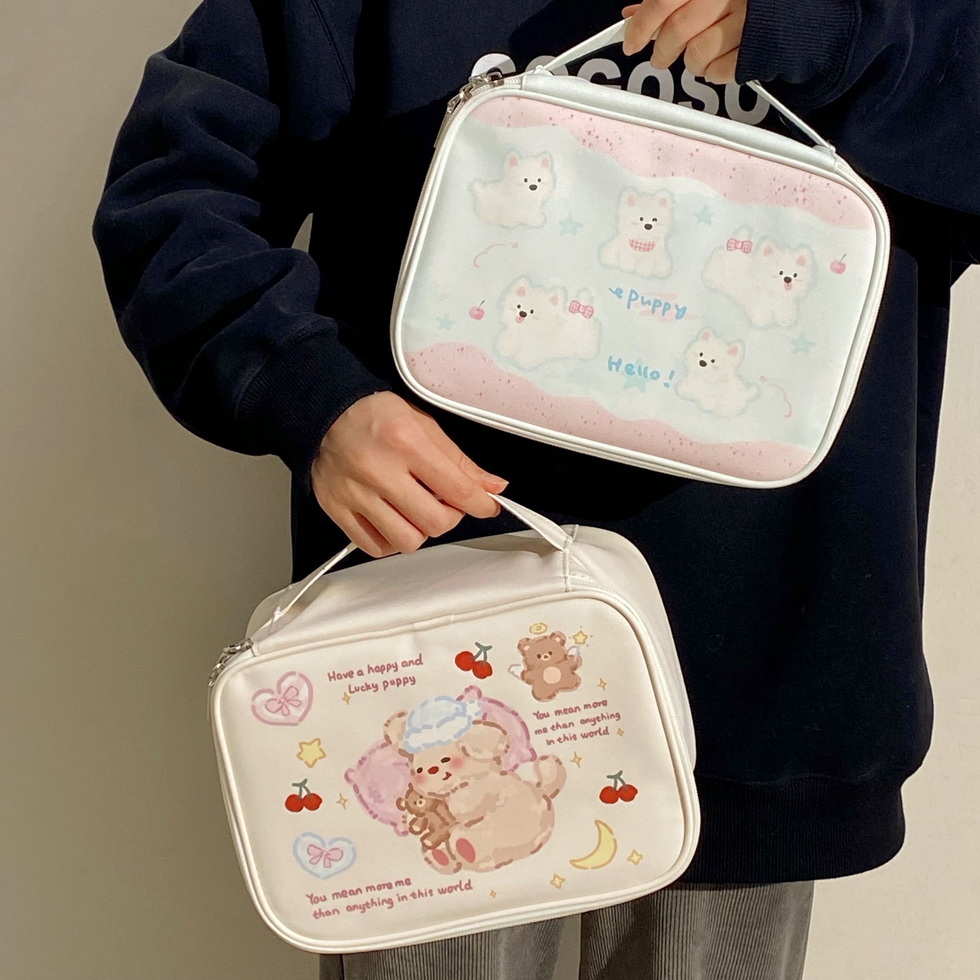 2025 New hand-held zoned makeup bag, women's portable large-capacity toiletry bag for business trips and travel, storage bag full figure